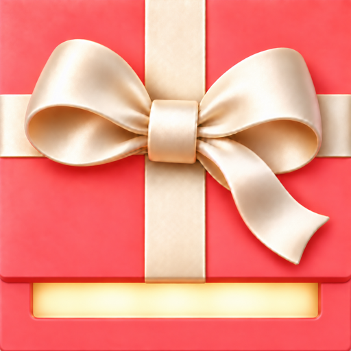 TadaBox app icon: a coral gift box with a cream satin bow